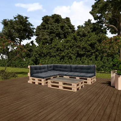 Produktbild von Pillows24 - Palettenkissen wasser- und UV-beständig - 8ER SET | Polster für Europaletten 120x80 - Palettenmöbel - Outdoor/Indoor, Graphit
