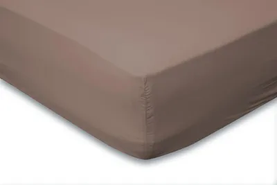 Produktbild von Eleganzzz Spannbetttuch Perkal-Baumwolle – Taupe  – 140x200  – 35 cm Eckhöhe – kühl & knitterarm