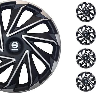 Produktbild von Sparco Radkappen 16 Zoll Varese Silber Schwarz 4tlg
