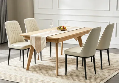 Produktbild von Esszimmerstühle 4er Set Küchenstuhl Wohnzimmerstuhl Polsterstuhl mit Metallbeine Samt Stuhl, Beige