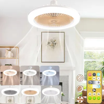Produktbild von Deckenventilator mit Beleuchtung 30W LED Deckenleuchte mit Fernbedienung Timer 3 Farbige Dimmbare Deckenleuchte mit Ventilator 3 Geschwindigkeiten Fan Lampe