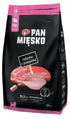 Zdjęcie produktu dla PAN MIĘSKO Cielęcina z przepiórką L szczeniak - karma sucha dla psów - 20 kg