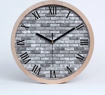 Produktbild von Holzuhr 20fi cm wanduhr - schwarze Spitzen - Ziegelwand