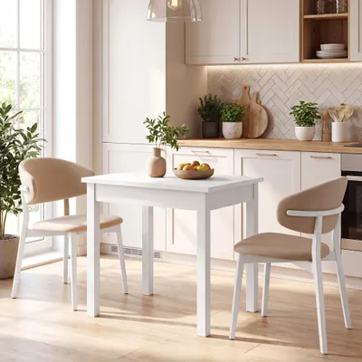 Image de Table moderne et extensible, modèle SLIM, de petite taille – table à manger compacte pour la cuisine et la salle à manger – blanche