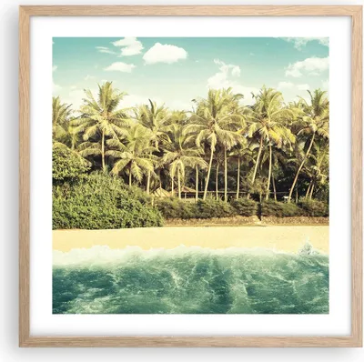 Produktbild von Gerahmtes Poster - Rahmen in heller Eiche - Natur Strand Palmen - 50x50 cm - Wand Bild - Wanddeko - Wandbilder - Kunstposter - Wandposter - Bilderrahmen - Bilder - Kunstdruck - P2NAC50x50-4915