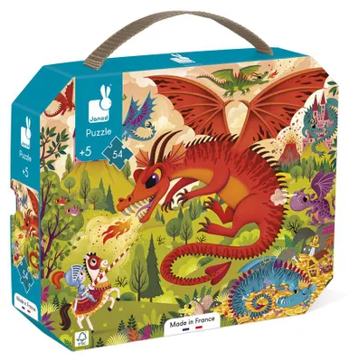 Produktbild von Janod Puzzle Drachenreich 54 Teile Karton Kinderpuzzle