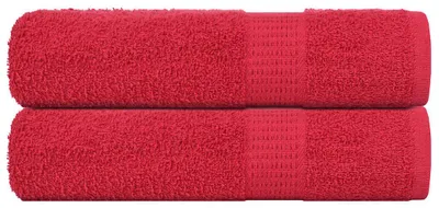 Image de vidaXL Serviettes de bain FROGN, lot de 2, rouge, 100 x 150 cm, 360 g/m²