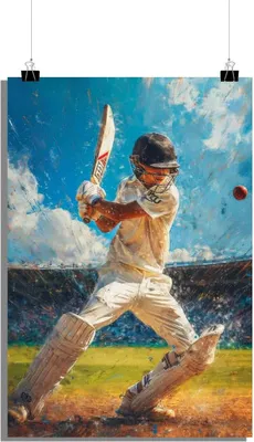 Produktbild von Cricket Poster - Aquarell Kunst Poster - Sport Poster - Kunst Poster - 51x71cm - Perfekt zum Einrahmen