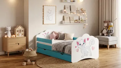 Immagine prodotto di Letto per bambini Happy Babies - con materasso e cassettiera e protezione anticaduta, 80x160, letti per bambini e ragazzi letto per bambini Happy Babies