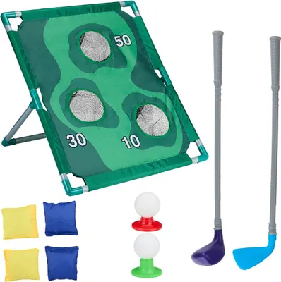Produktbild von Eddy Toys Minigolf Kinder Outdoor Set 2-in-1 – Wurfspiel mit Sandsäcken und Golfspiel – Golfschläger und Bälle – Spielzeug für Garten und Urlaub