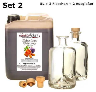 Produktbild von Balsamico Creme Dattel & Feige 5L + 2 Flaschen & Ausgießer 3%Säure Mit original Crema di Aceto Balsamico di Modena IGP