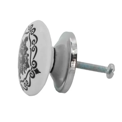 Produktbild von 1 Möbelknopf, Möbelgriff, Möbelknopf, Knauf Keramik 37 mm, Ornaments Raute #0156
