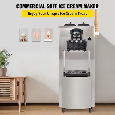 Image de Machine à glaces professionnelle - 2200 W - 3 saveurs - 2 réservoirs de 6 litres - Acier inoxydable
