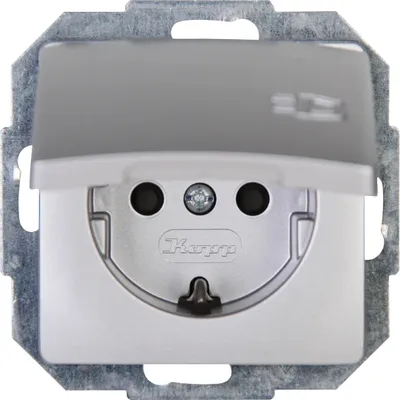 Produktbild von Kopp Paris Schutzkontakt-Steckdose 1-fach mit Deckel 16 A 250 V IP20 Silber