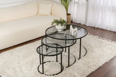 Obrázok produktu pre Skye Decor, Aurum - 80, 60, 42 - Čierna, Sivá, Sada konferenčných stolíkov, Čierna, 100 % kov, 80 x 80 x 43 cm