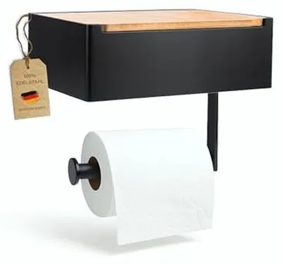 Produktbild von Toilettenpapierhalter Edelstahl Bambus schwarz