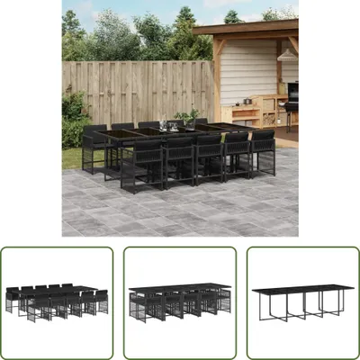 Produktbild von The Living Store 11-tlg. Garten-Essgruppe mit Kissen Schwarz Poly Rattan