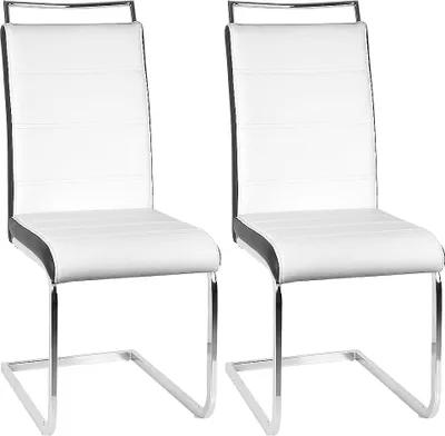 Produktbild von 2er Set Esszimmerstühle Stühle Freischwinger Stühle Bow Esstischstuhl Küchenstuhl Barstuhl - hohe Rückenlehne,Weiß Schwarz