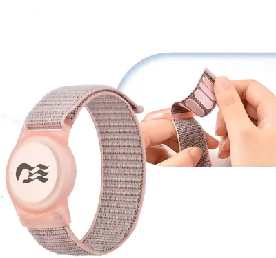 Image de Bracelet compatible avec AirTag - Bracelet pour enfants - Bracelet AirTag - Bracelet - Lot de 2 - Rose - Bracelet compatible avec Apple AirTag - Avec fermeture velcro - Taille unique - CHPN