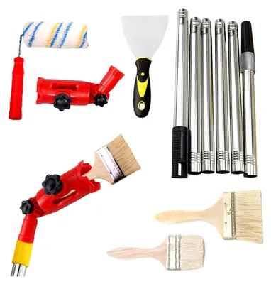 Produktbild von Farbroller Set | Multifunktionales Malerrollen Set Mit Teleskopstange Und Pinsel - Fassaden Renovierung Zubehör Für Türen Wände Decken