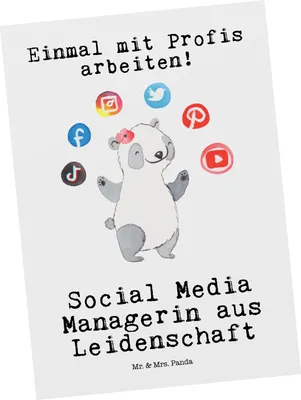 Produktbild von Mr. & Mrs. Panda Postkarte Social Media Managerin Leidenschaft - Weiß - Geschenk, Postkarten, Ansichtskarte, bildkarte, Ansichtskarten, Grußkarte