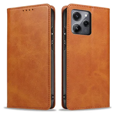 Produktbild von Handyhülle für Xiaomi Redmi 12 Kunstleder Flip Cover Hülle Klapphülle Case Kartenfach Farbe: Hellbraun