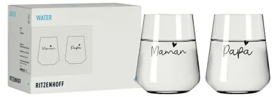 Produktbild von Ritzenhoff Sprüche Wasserglas-Set Mama & Papa 2er 510 ml Kristallglas