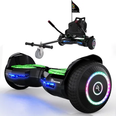 Image de EVERCROSS TECH Hoverboard 6,5 pouces + Hoverkart | Avec Bluetooth et lumière LED, Scooter électrique auto-équilibré compatible avec les apps | Hoverboards pour enfants et ados
