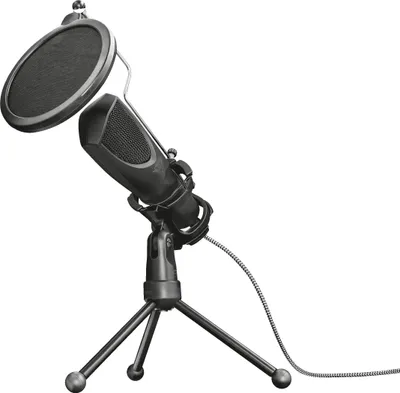 Produktbild von Trust Gaming GXT 232 Mantis USB Mikrofon mit Popfilter und Dreibeinstativ, Microphone für PC, Laptop, PS4 und PS5, Streaming, Podcast, Voice-Over – Schwarz