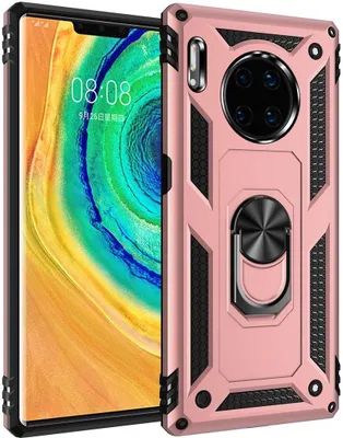 Produktbild von LaimTop Huawei Mate 30 Pro Hülle, Hybrid Robuste Rüstung Drehbarer Ring Halter Ständer Dual Layer Hard PC + TPU Stoßfest Schutzhülle für Huawei Mate 30 Pro Roségold