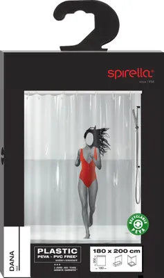 Produktbild von Spirella Anti-Schimmel Duschvorhang "Dana" Anti-Bakteriell, waschbar, wasserdicht PEVA 180x200cm durchsichtig
