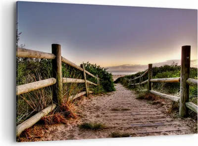 Produktbild von Bild auf Leinwand - Leinwandbild - Pfad Landschaft Himmel - 100x70cm - Wand Bild - Wanddeko - Leinwanddruck - Bilder - Kunstdruck - Wanddekoration - Leinwand bilder - Wandkunst - AA100x70-0143