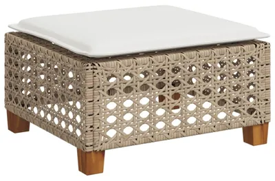 Imagen del producto de Silla de jardín con cojín, color beige, 63,5 x 56 x 32 cm, fabricada en polirratán