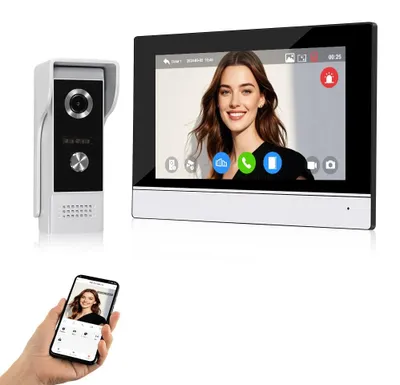 Productafbeelding van Video Deurintercom Met 7 Inch Wifi Scherm - 1080p AHD Camera En Nachtzicht - Thuisbeveiliging