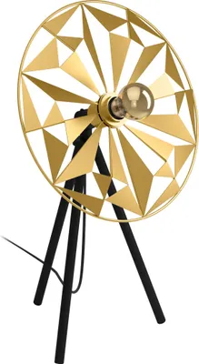 Produktbild von EGLO Tischlampe Castanuelo, Stativ Nachttischlampe im Retro-Design, Dreibein Tischleuchte aus Metall in Gold und Schwarz, Deko Lampe, E27 Fassung