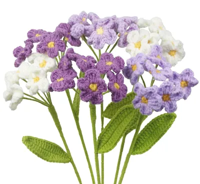 Image de 6 fleurs de lavande en crochet, idéales pour la décoration et les cadeaux