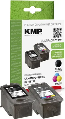 Image de KMP Patrone Canon PG-560XL / CL-561XL 2er-Pack rechargé remanufacturé