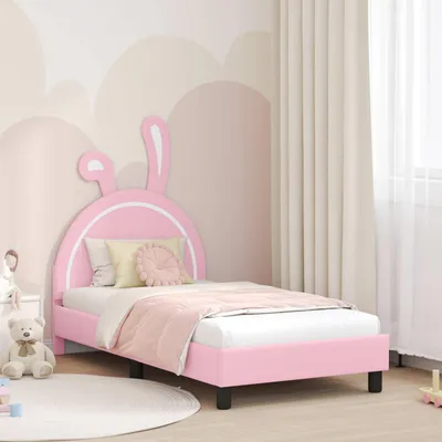 Obrázok produktu pre Maison Exclusive – Rám postele pre deti s opierkou, ružová, 80 x 160 cm, vyrobený zPolyuretán(polyuretánu)
