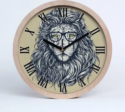 Produktbild von Holzuhr 20fi cm wanduhr - schwarze Spitzen - Löwe hipster