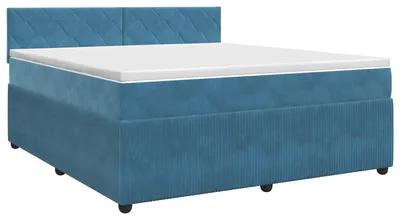 Produktbild von vidaXL Boxspringbett mit Matratze Dunkelblau 180 x 200 cm Samt