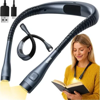 Immagine prodotto di Lampada da lettura a LED per il collo - Regolabile, ricaricabile