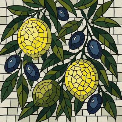 Image de Peinture par numéros - Vitrail. Citrons 30 x 30 cm - Ideyka