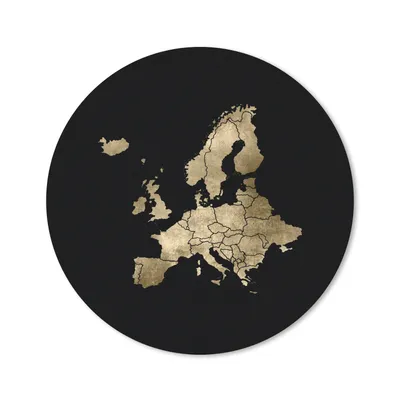 Produktbild von MuchoWow® Mauspad Mousepad Europa Karte - Gold - Schwarz 40x40 cm - Mousepads - Maus Mat - Pad - Mausunterlage - Schreibtisch Accessoires