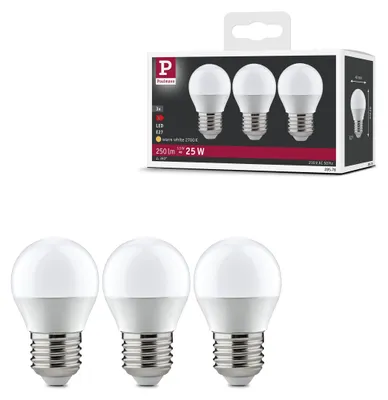 Productafbeelding van Paulmann LED-lampen, 3-pack, model "Tropfen", 3,5W, E27-fitting, 230V, 2700K