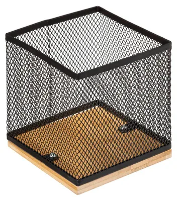 Zdjęcie produktu dla Organizer na biurko, bambus/metal, 10 x 10 x 10 cm