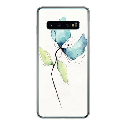 Produktbild von MuchoWow® Handyhülle Schutzhülle Hülle für Samsung Galaxy S10 Blumen - Aquarell - Blau Silikon Softcase Handy Hülle - Handytasche