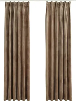 Zdjęcie produktu dla vidaXL Zasłony zaciemniające z haczykami 2 szt. aksamitne beżowe 140x245 cm