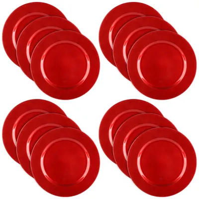 Produktbild von com-four® 12x glänzende Platzteller - wiederverwendbare Unterteller als Tischdekoration - edle Dekoteller für Hochzeit, Familienfeier oder Weihnachten - Ø 33 cm Servierplatten