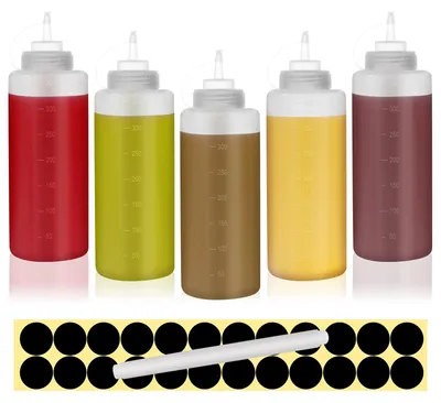 Zdjęcie produktu dla Zestaw 5 plastikowych butelek z dozownikiem, pojemność 360 ml