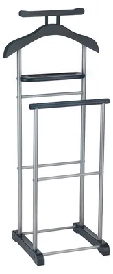 Produktbild von Herrendiener ASSAM in schwarz mit Ablage, Stummer Diener, praktische Kleiderablage, moderner Kleiderständer mit Metallgestell
